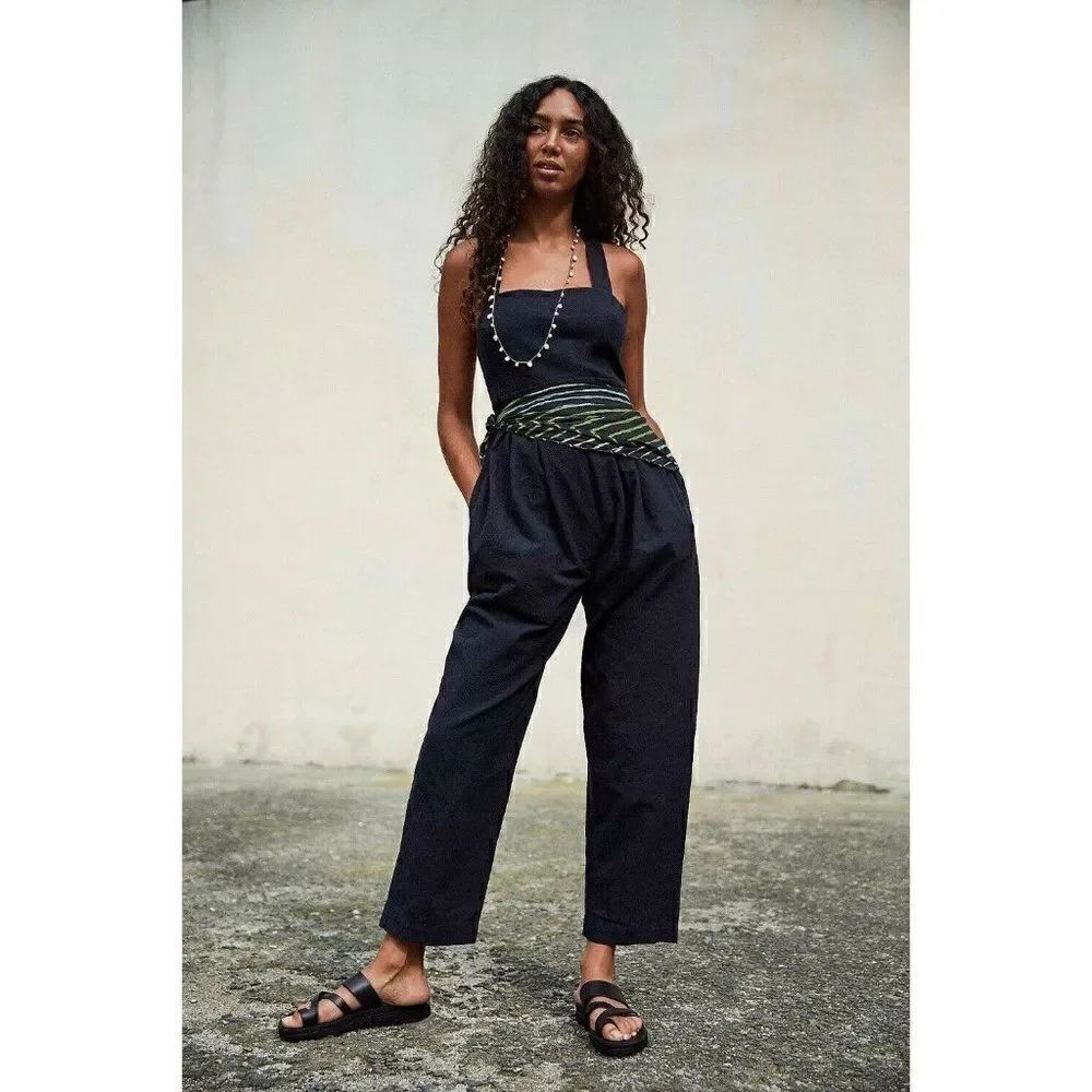 NEW FREE PEOPLE ENDLESS SUMMER Sz XS JOSEPHINE CROSS BACK JUMPER JUMPSUIT BLACK